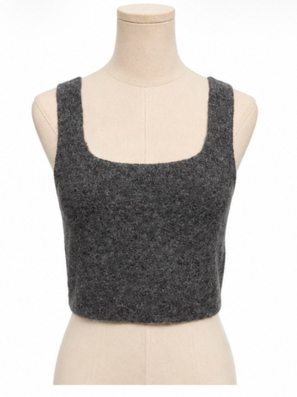 Everlane Dark Gray Wool Blend Cropped Sweater Tank NWT XL